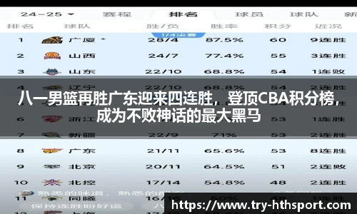 八一男篮再胜广东迎来四连胜，登顶CBA积分榜，成为不败神话的最大黑马